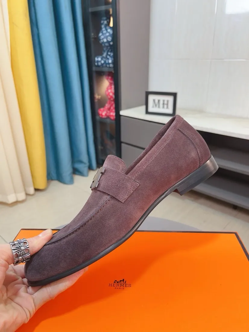 Men's shoes 💰560🌹🌹Niuli "HERMES" Hermès business leather shoes, original factory configuration, original imported cowhide upper + luxury hardware logo + fully imported original customized cowhide lining, sole: rubber wear-resistant outsole, difficult craftsmanship, original factory follow-up goods, 🔍🔍high quality code number: 38-44 45 can be customized